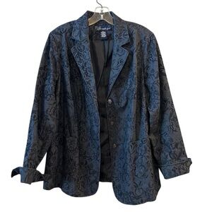 Susan Graver Printed LK Fusion Cutaway Hem Jacket/Black X-Small